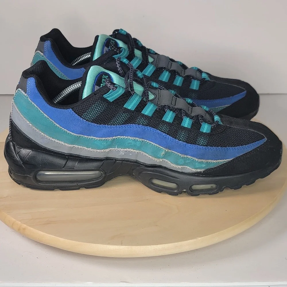 2014 Nike Air Max 95 OG SZ 12 Black Hyper Cobalt Blue Teal PRM 609048-084